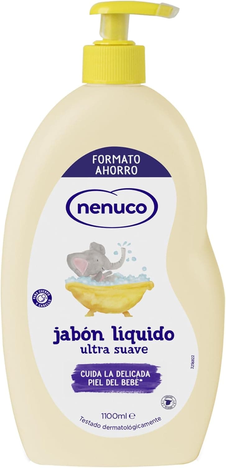 Nenuco Jabón Líquido Ultra Suave | Gel de banho e champô com aloé vera para corpo e cabelo, 1100 ml