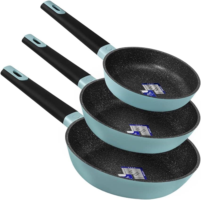 Cecotec Conjunto de frigideiras Polka Experience 20-24-28 Bucket Set Shark. Diâmetro 20-24-28, alumínio fundido, revestimento anti-aderente, adequado para todos os tipos de cozinhas 
