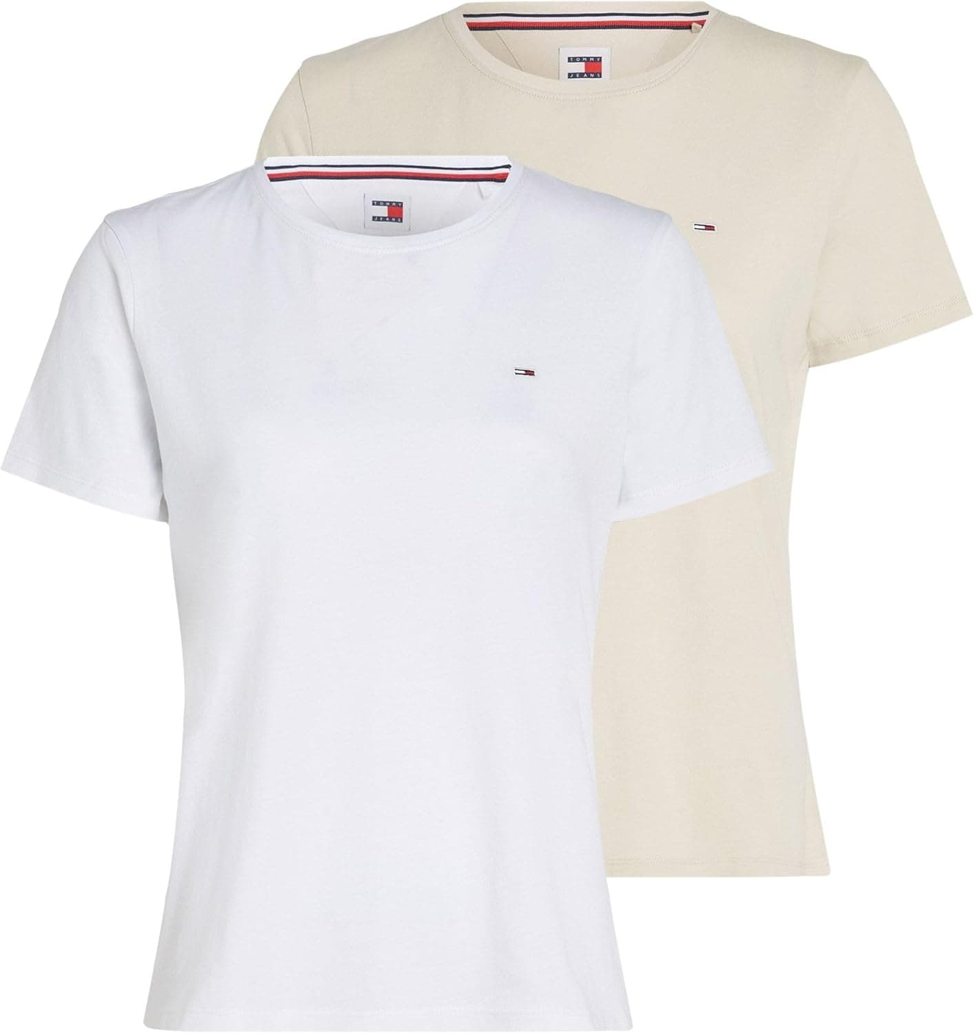Tommy Jeans Women's S/S Knit Tops T-shirt de manga curta para mulher (White / Newsprint)