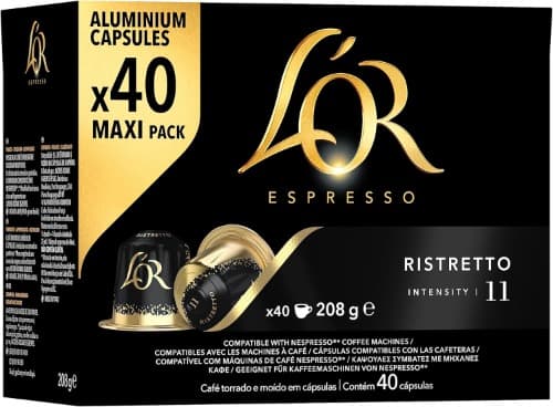 L'OR Espresso Ristretto | Cápsulas de café intenso compatíveis com Nespresso, 40 unidades