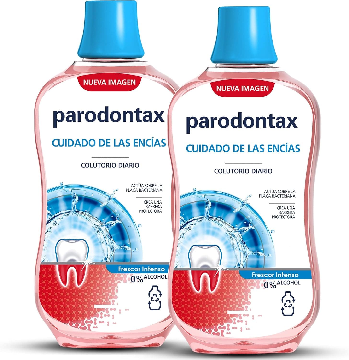 Parodontax Enxaguar oral, cuidado diário com as gengivas, frescura intensa, 0% álcool, pack de 2 x 500 ml