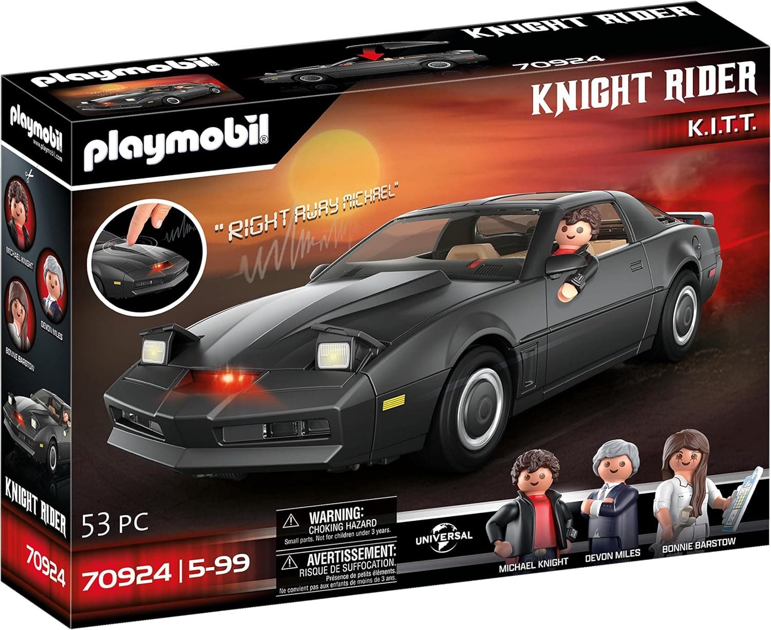 PLAYMOBIL 70924 Knight Rider, o carro fantástico, com luz e som originais, para crianças e fãs de Knight Rider, a partir de 5 a 99 anos