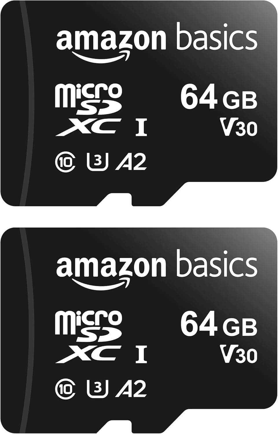 Amazon Basics MicroSDXC | Cartão de memória 64 GB A2 U3 com adaptador SD pack de 2 unidades