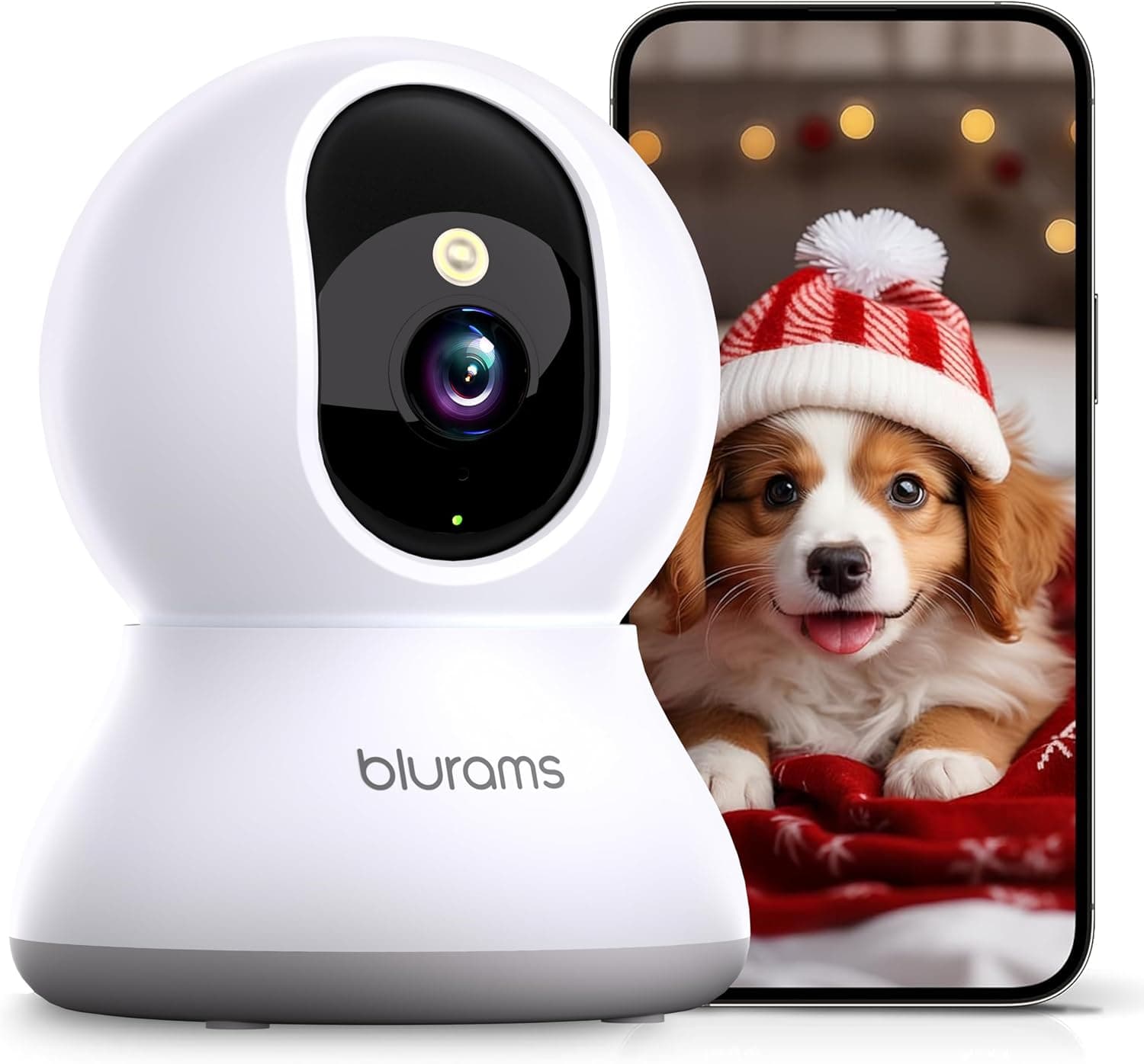 blurams Câmara Wi-Fi interior, 2 K, câmara de vigilância, rotação de 360°, visão noturna, deteção de movimento/som, áudio bidirecional compatível com Alexa(apenas 2,4 GHz)