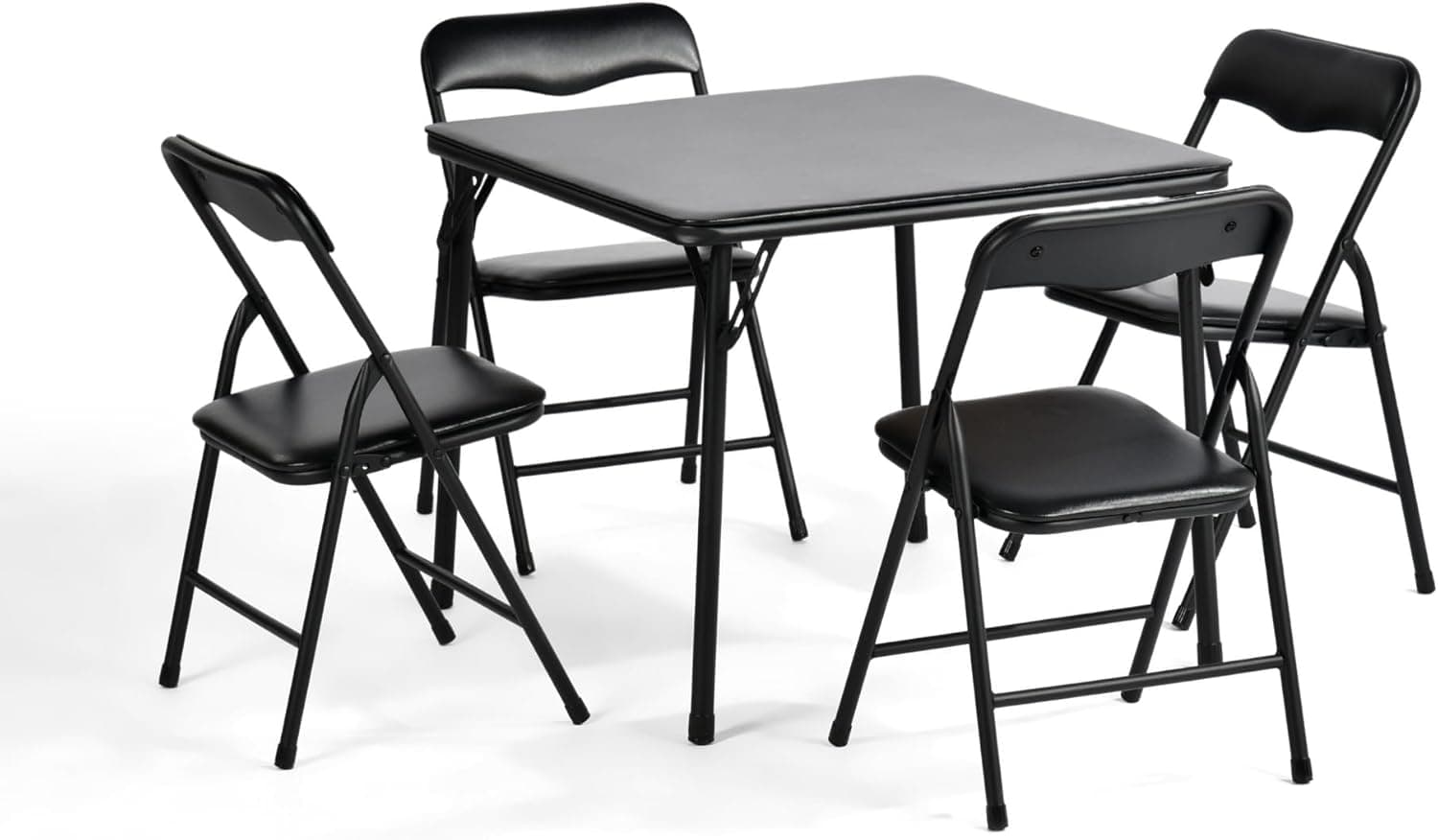 HOMYLIN | Conjunto de mesa azul e 4 cadeiras pretas dobráveis para crianças