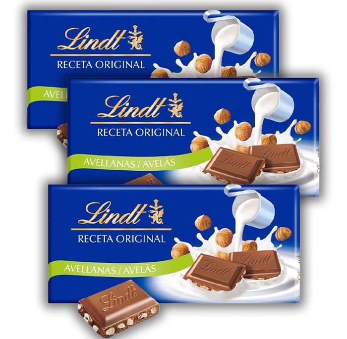 Lindt Chocolate com leite e avelãs, 100g x 3