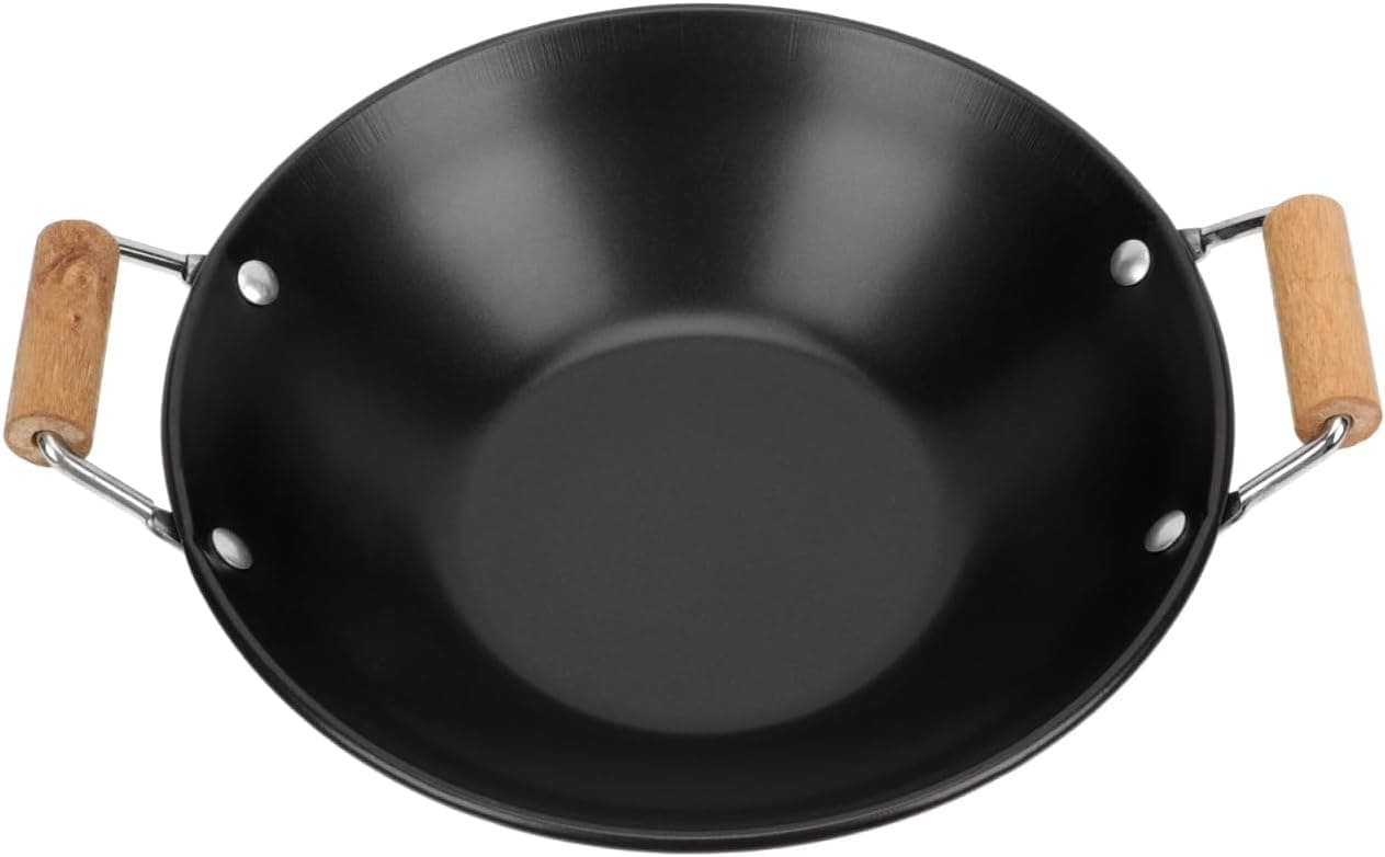 Warmhm G04596V08Y | Wok multifuncional em aço inoxidável com asas laterais e superfície antiaderente, 28 cm