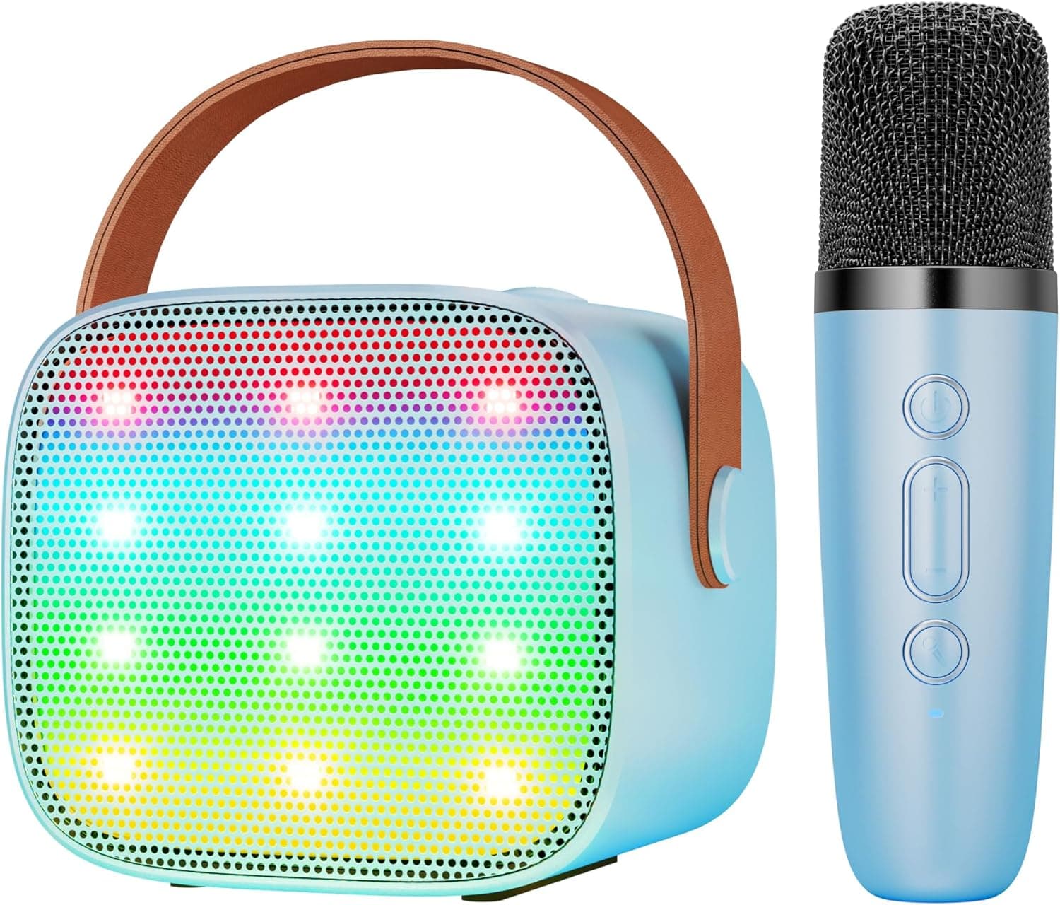 Máquina de karaoke de brinquedo para crianças, altifalante Bluetooth portátil com microfone sem fio, reprodutor de música MP3
