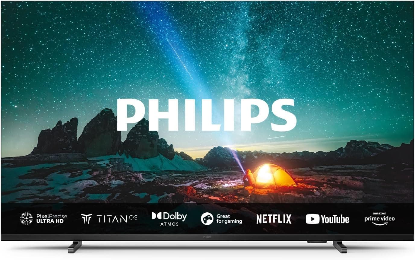 Philips 65PUS7609 Smart TV 4K LED, ecrã de 65 polegadas com plataforma Titan OS Pixel Precise Ultra HD e som Dolby Atmos, funciona com Alexa e com voz do Google - cinzento antracite