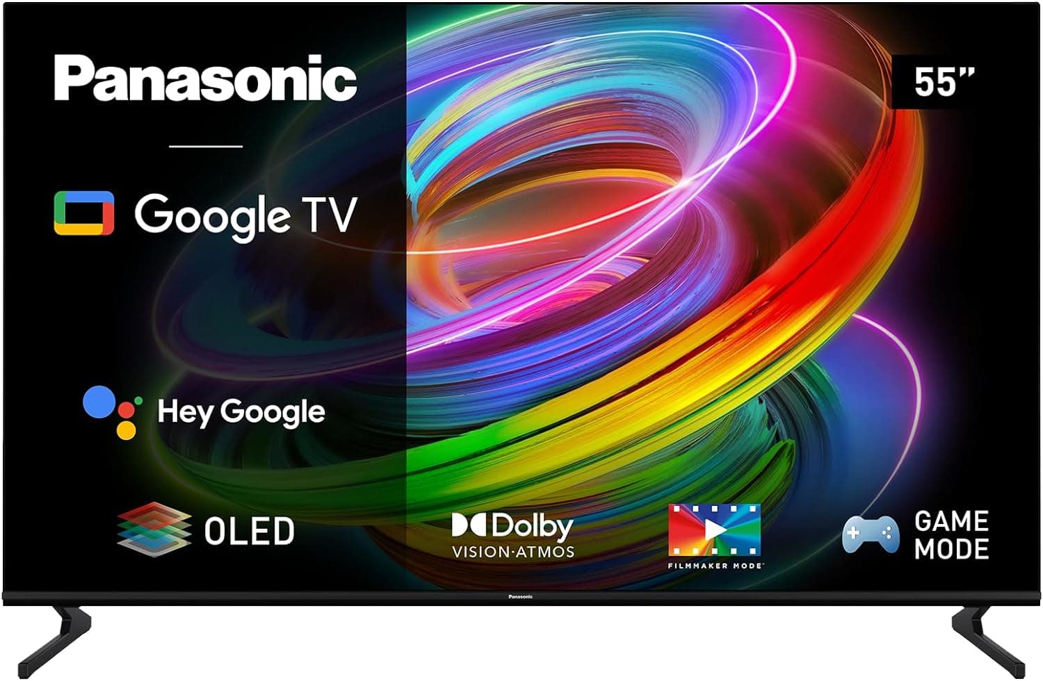 Panasonic TX-55MZ700E, Smart 2023 TV OLED 4K Ultra HD de 55 polegadas, alta gama dinâmica (HDR), Dolby Atmos Dolby Vision, Android TV, Google Assistente, Chromecast, suporte de 2 pinas, preto