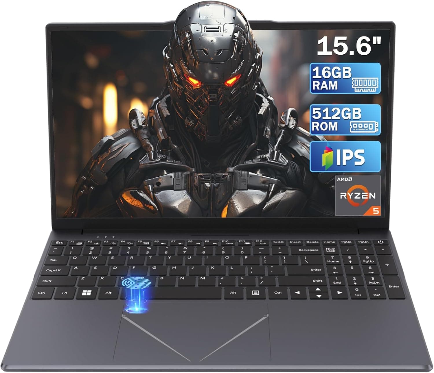 Computador portátil de 15,6 polegadas, 16 GB DDR4 512 GB SSD, HD AMD Ryzen 5 3500U, processador AMD com gráficos integrados AMD com Touch ID 2.4/5G WiFi Bluetooth5.2 2 x USB 3.0 para estudantes/jogos