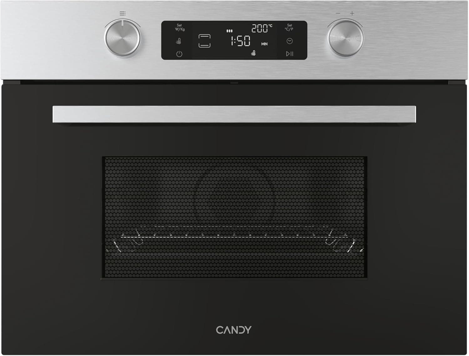 Candy Wave 800 CA4MWNBB6N, micro-ondas com brilho, 44 L, 900 W-1750 W, 5 níveis de potência, controlo rotativo, 13 auto-menus, bloqueio infantil, grelha Grill, descongelação, sinal de fim de cozimento