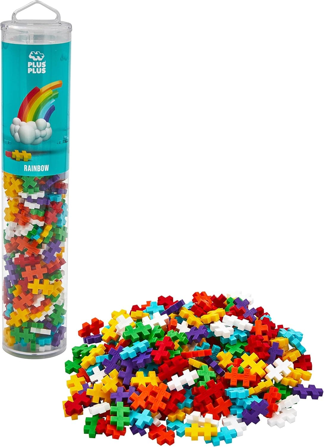 PLUS PLUS 9604262 Brinquedo de construção engenhoso, arco-íris, tubo de blocos de construção criativos, 240 peças, multicolorido, mini