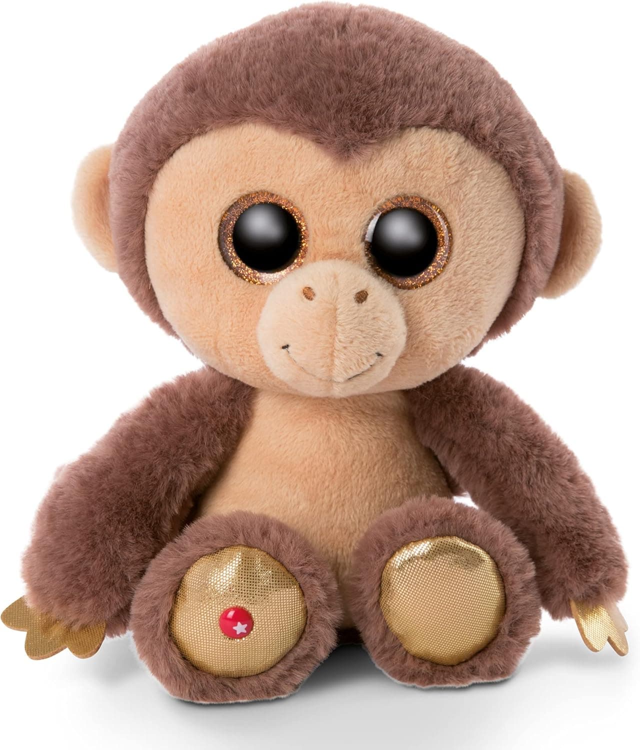 NICI Original Glubschis Hobson Macaco de 25 cm, lindos brinquedos fofos, boneco esponjoso, com grandes olhos brilhantes, peluches de zoológico para abraçar e brincar, cor castanho/bege, (46949)