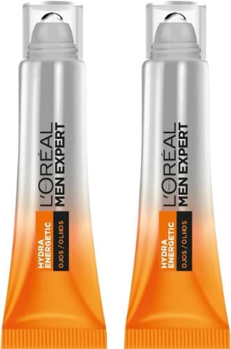 L'Oréal Men Expert Hydra Energetic Roll-On para ojos, con vitamina C, Fórmula antifatiga que reduce la apariencia de bolsas y ojeras, [10ml]