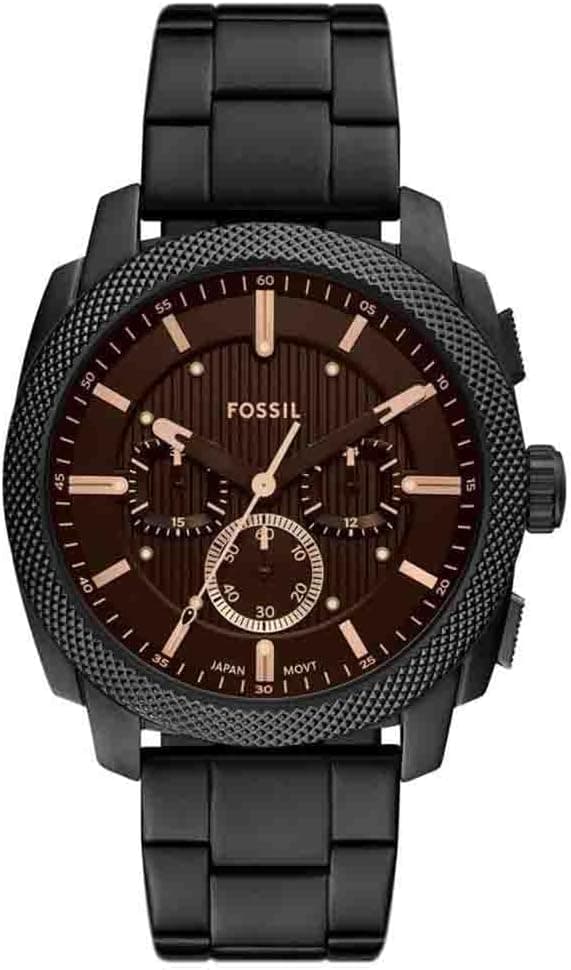 Fossil Relógio para homem, Movimento Cronógrafo de Quartzo, Caixa em Aço Inoxidável Fumado de 45mm com Bracelete em Aço Inoxidável