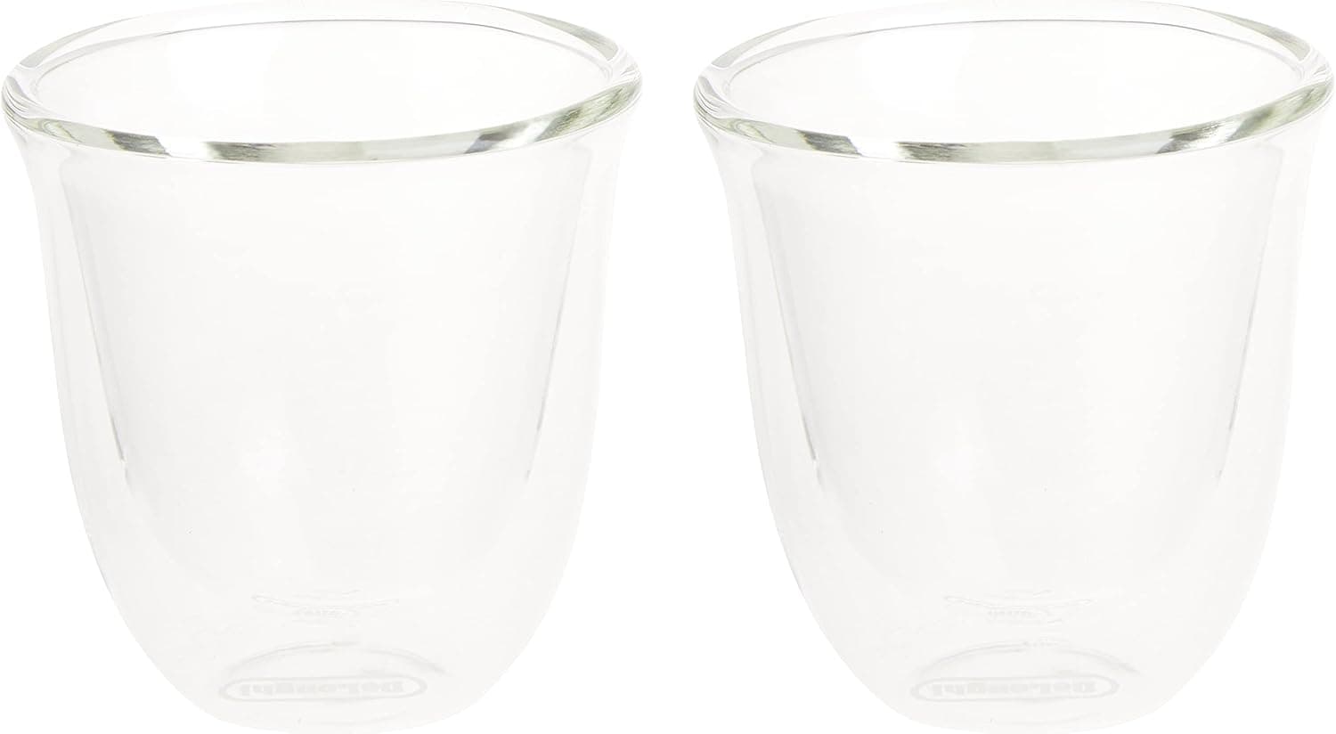 De'Longhi Canecas conjunto de 2 copos premium para expresso, adequado para máquina de lavar louça, parede de vidro duplo temperado, 2 unidades