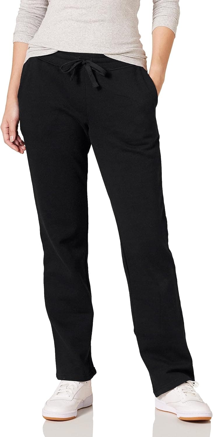 Amazon Essentials Calças de fato de treino de corte regular em felpa com perna reta (disponíveis em tamanhos grandes) para mulher
