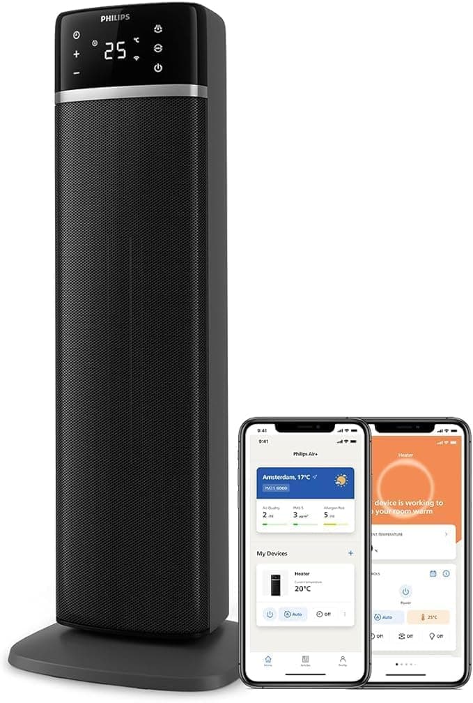 Philips Aquecedor série 5000, tecnologia cerâmica, inclui IA para economizar energia, aquece em 2 segundos e tem 5 funções de segurança integradas, controlo por App, cinzento (CX5120/11)