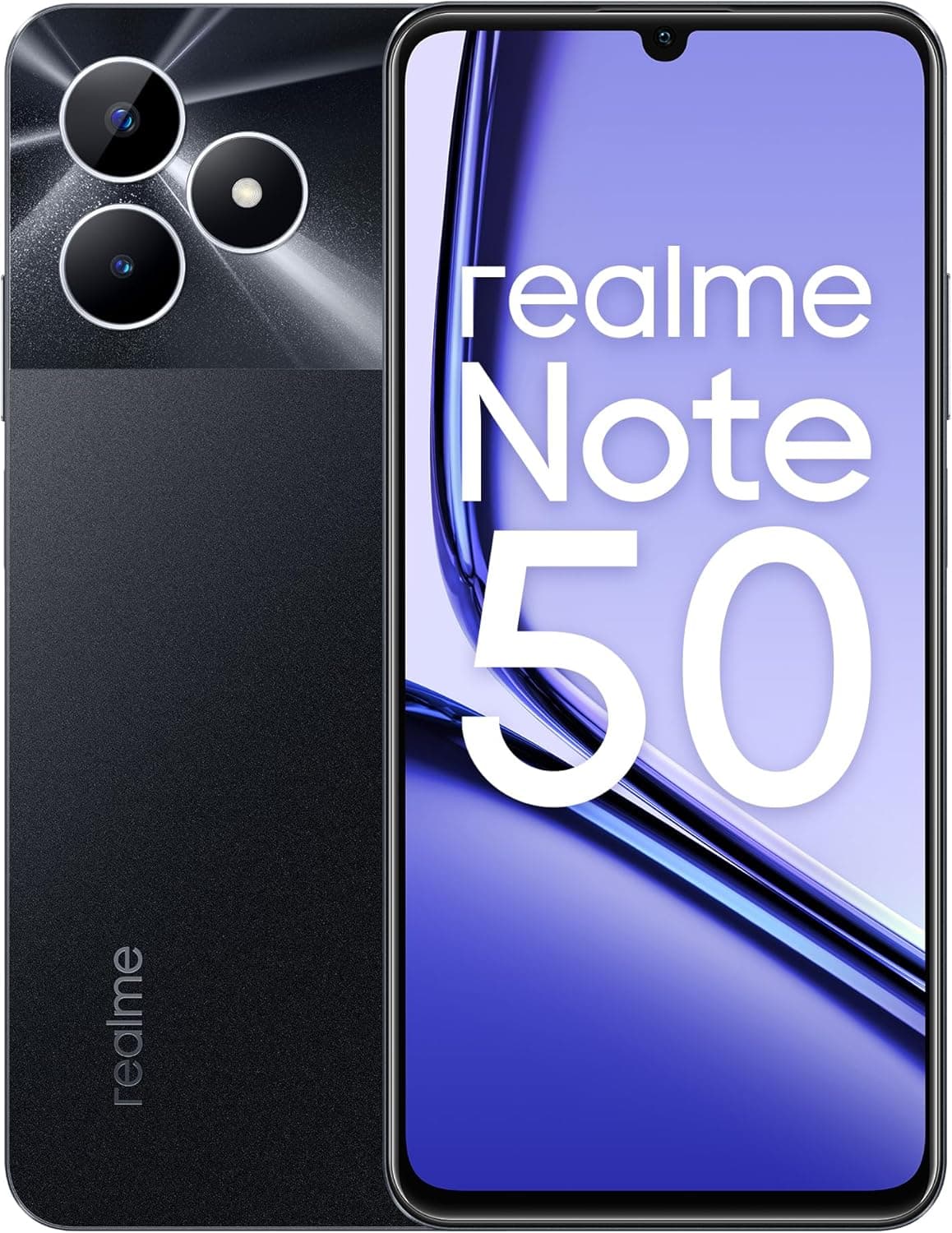 realme Telemóvel Note 50 4G 4+128GB, ecrã realista de 90 Hz, câmara de 13 MP com IA, corpo ultrafino de 7,99 mm, grande bateria de 5000 mAh, preto meia-noite