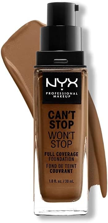 NYX Professional Makeup Base de maquilhagem Can't Stop Won't Stop Full Coverage Foundation, longa duração, waterproof, fórmula vegana, acabamento mate, tom: Sienna