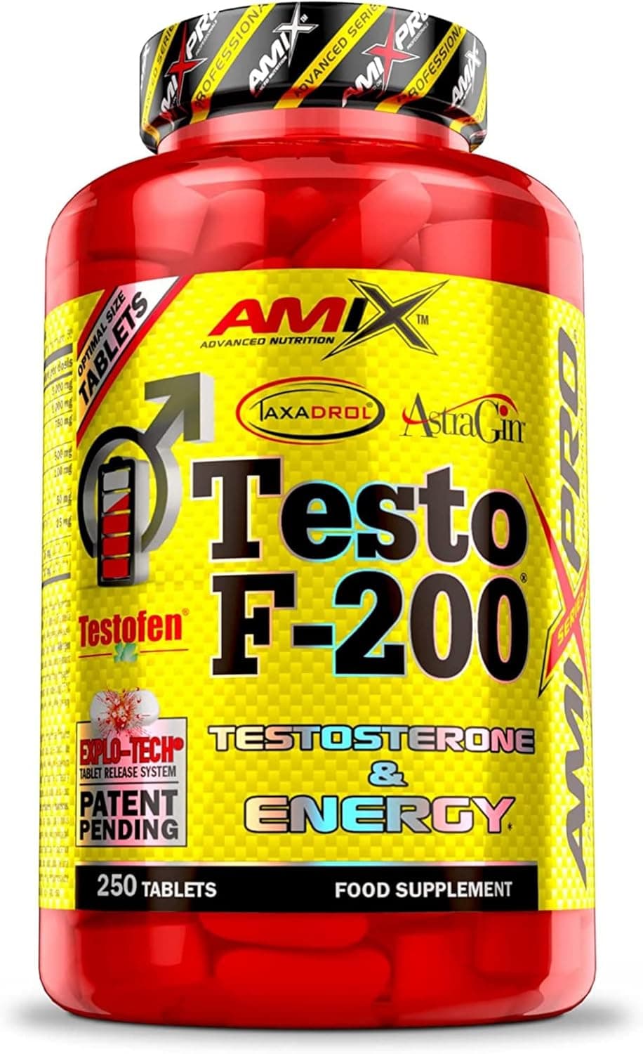 AMIX Testo F-200 - 250 comprimidos - suplemento alimentar - aumenta o nível de testosterona - traz força energia e resistência - fortalece o sistema imunitário