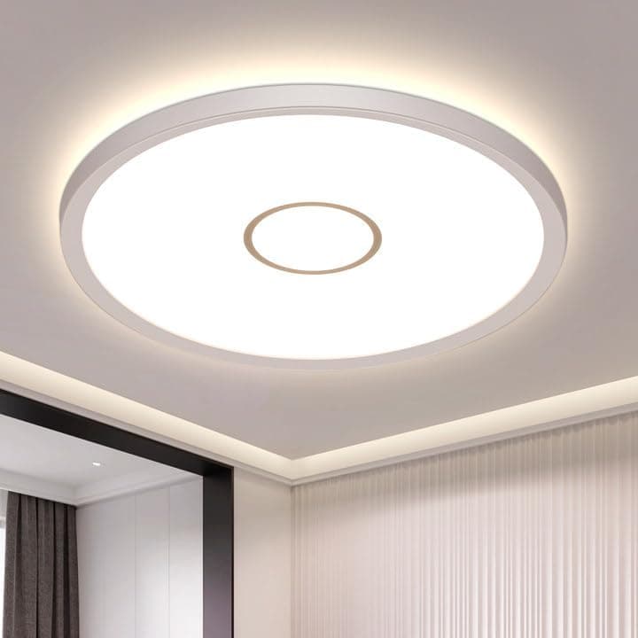kuwork Plafon Led teto 4000 K, IP44 candeeiro de teto retroiluminação para sala de estar quarto cozinha, 24 W 30 cm 