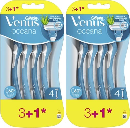 Gillette Venus Oceana Máquinas descartáveis para mulher - 4 unidades, padrão