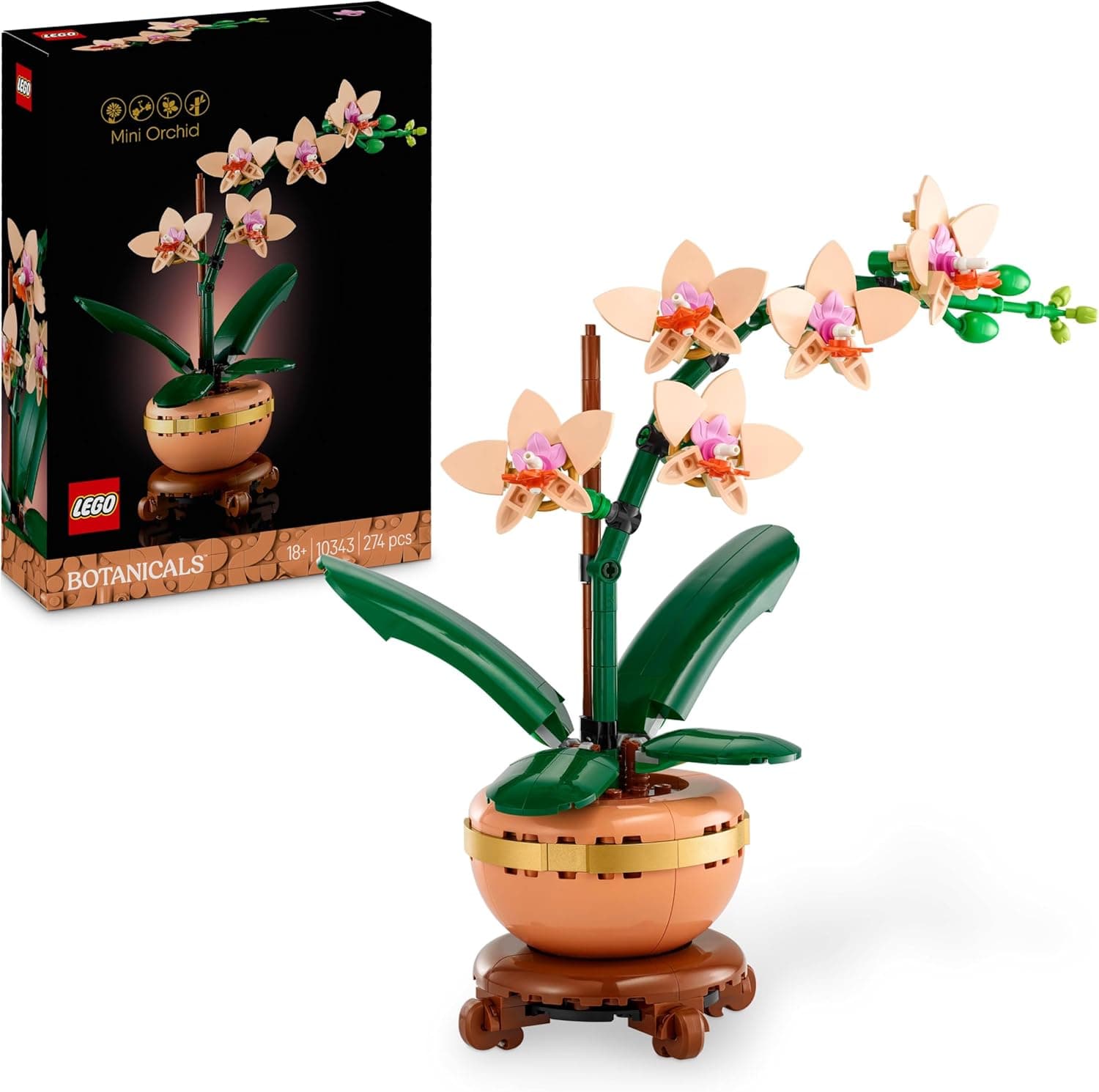 LEGO Miniorquídea botânica, orquídea flor artificial para decoração de casa e sala de estar, casaco para construção para adultos, presente romântico para esposas, mulheres e casal para o dia dos