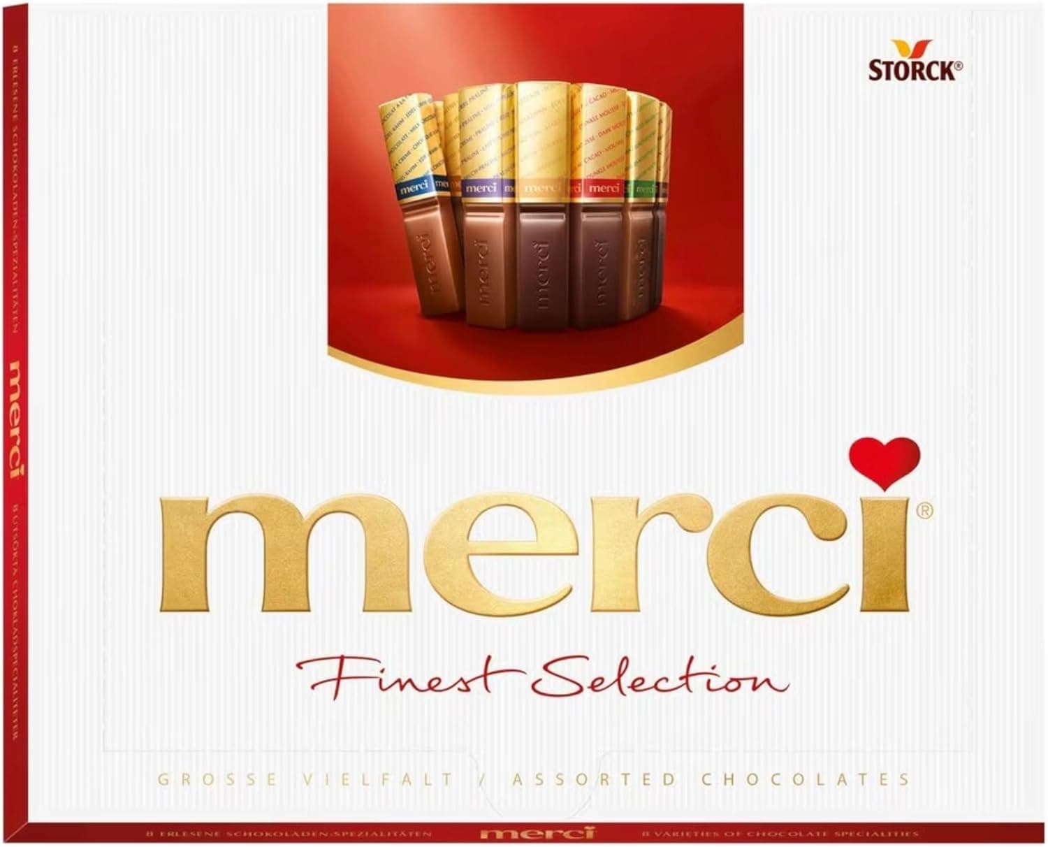 merci, Finest Selection de grande variedade, bombons sortidos de 8 especialidades de chocolate recheio e sem enchimento, 250 g