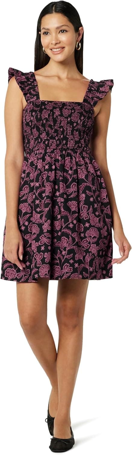 The Drop Kari Ruffled-Shoulder Smocked Mini Dress vestido de mulher