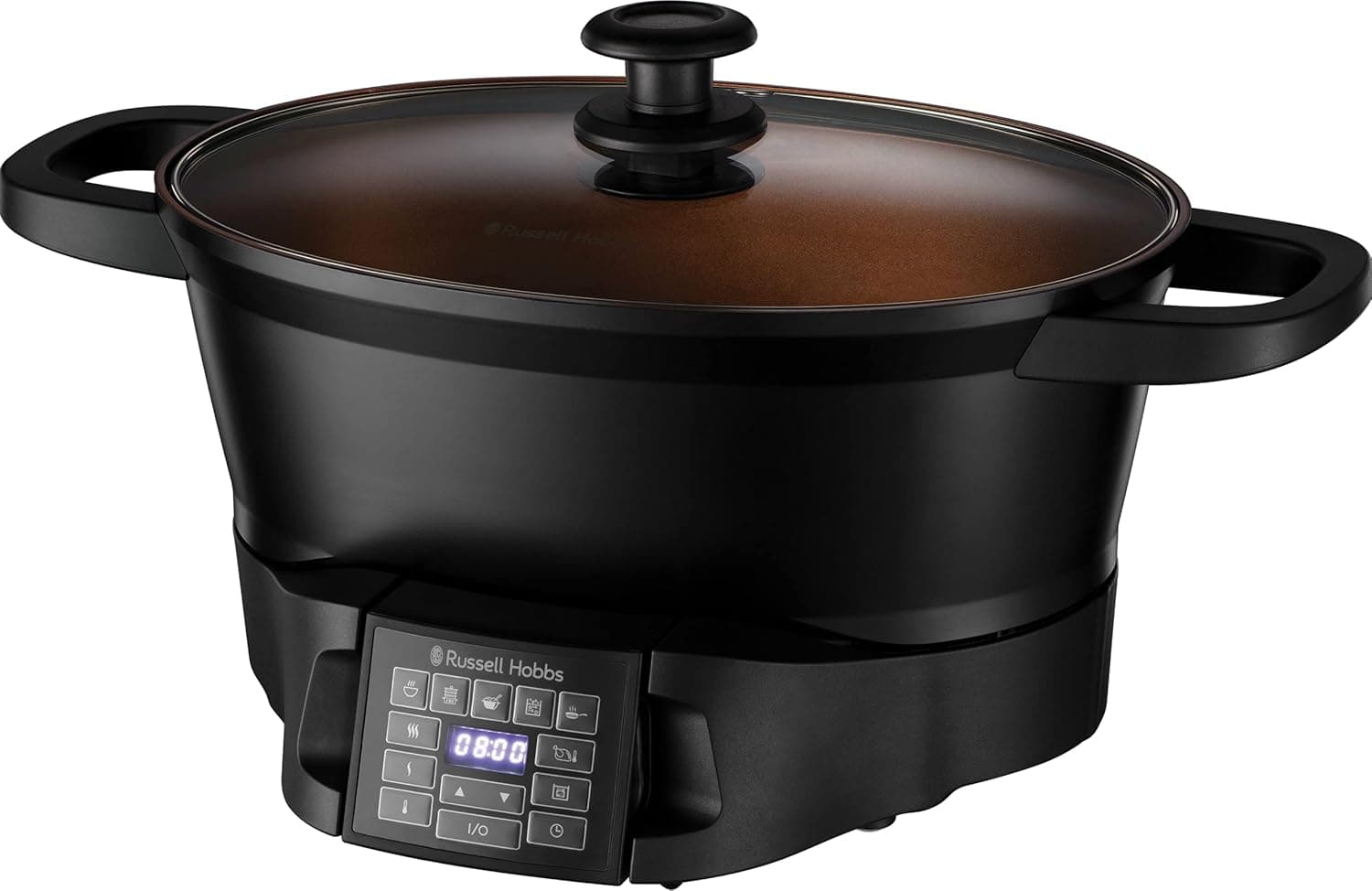 Russell Hobbs Good To Go Multi Cooker - Capacidade 6,5 l, 8 funções, tecnologia de cozinhar, servir e limpar, programação digital, temporizador, aço inoxidável, tampa de vidro, preto - 28270-56