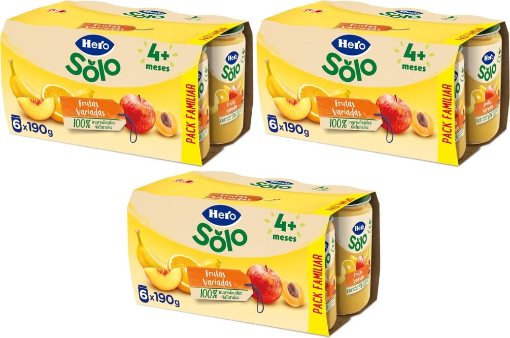 Hero Baby - Brinquedos de frutas variadas, sem amido, sem adição de açúcares, 100% ingredientes naturais, para bebés a partir dos 4 meses, 18 x 190 g
