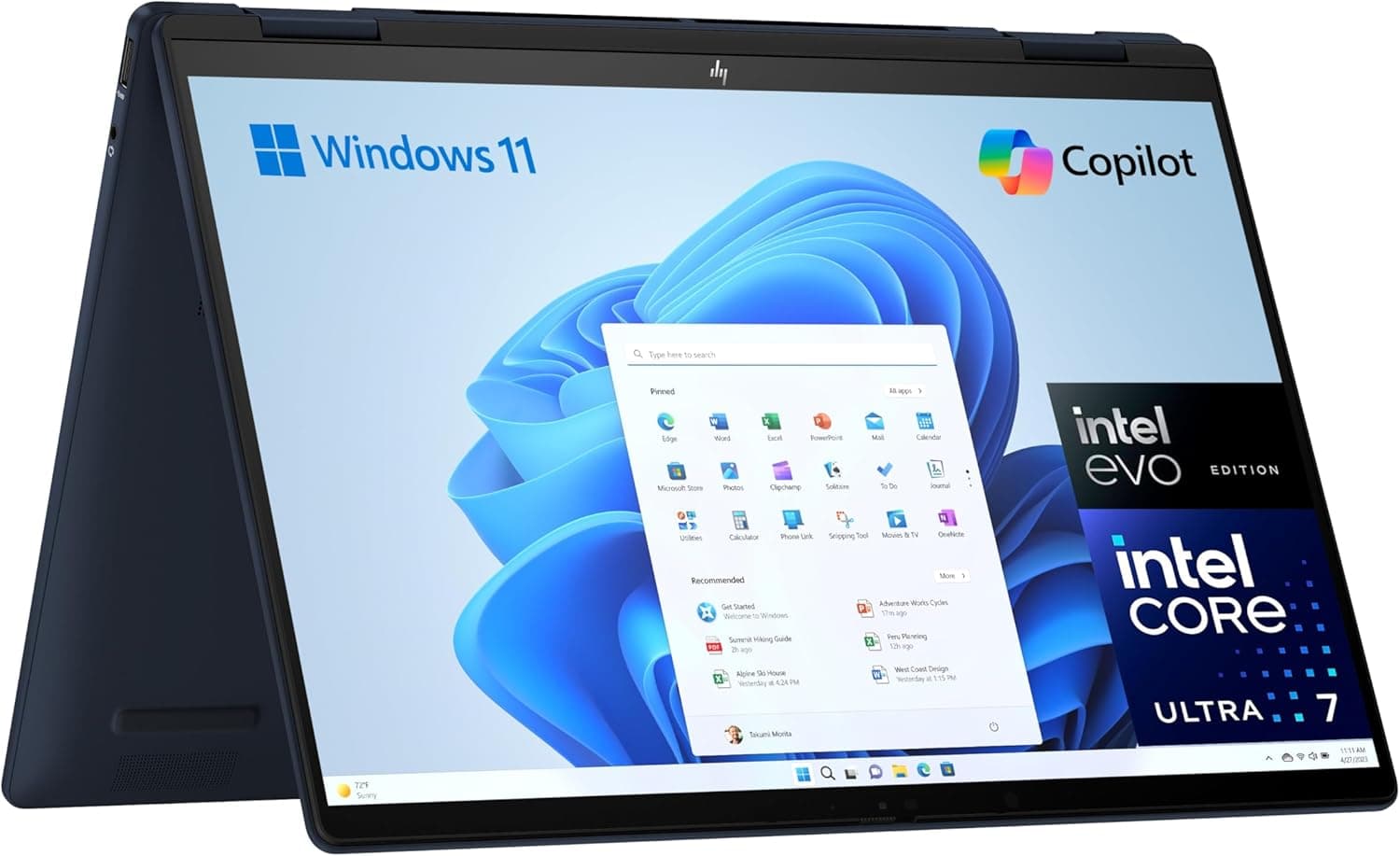 HP Spectre x360 14-eu0001ns Computador portátil conversível de 14" OLED 2,8 K 120 Hz (Intel EVO Core Ultra 7, 32 GB RAM, 1 TB, Intel ARC, Windows 11), azul, teclado QWERTY espanhol