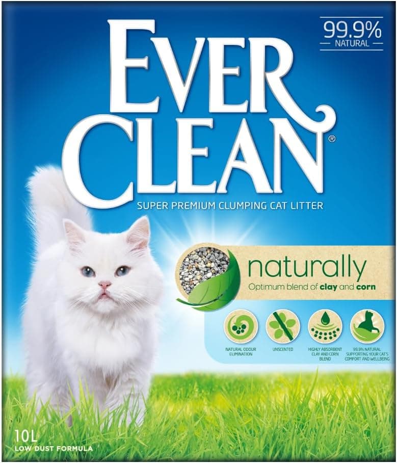 Ever Clean Naturalmente: Areia para gatos 99,9% natural com uma mistura ideal de argila e milho
