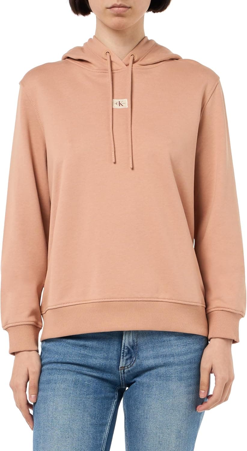 Calvin Klein Woven Label regular Hoodie camisola com capuz para mulher