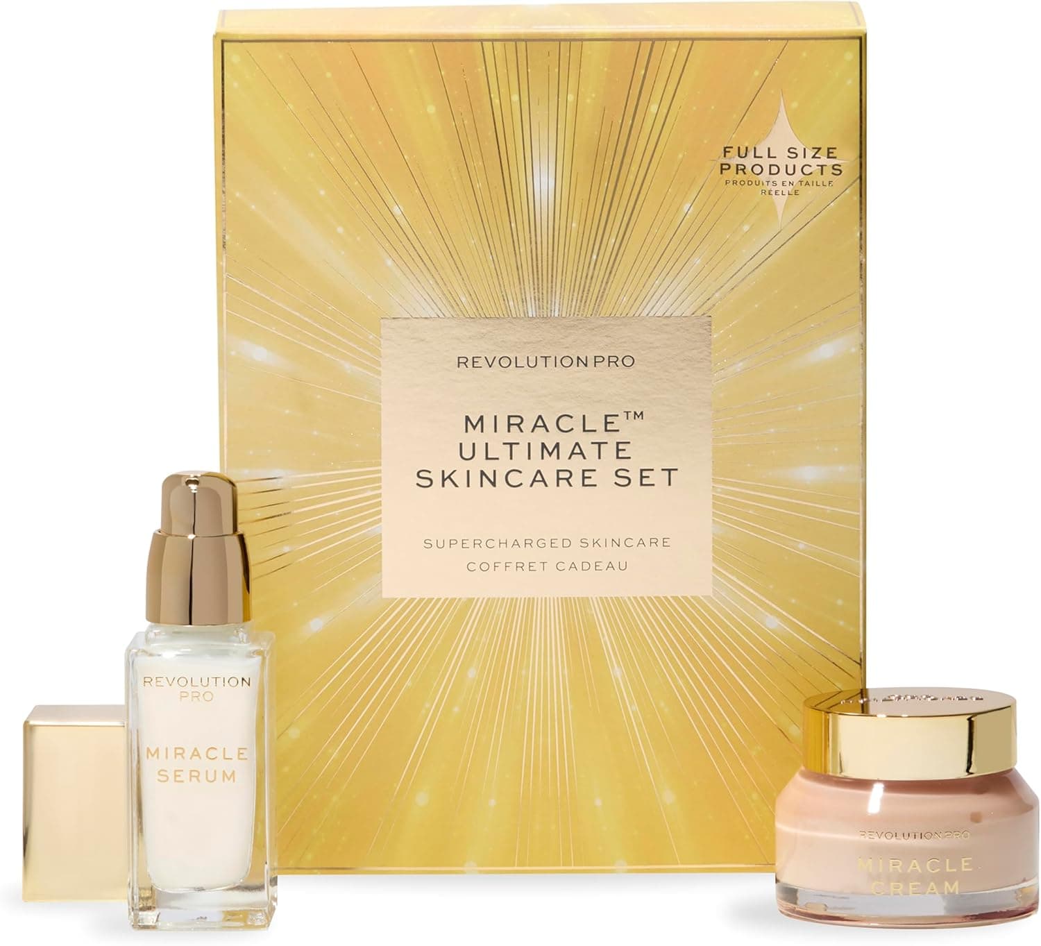 Revolution Pro Ultimate Miracle Set de cuidados faciais, kit hidratante com creme e soro pro miracle, vegano e livre de crueldade