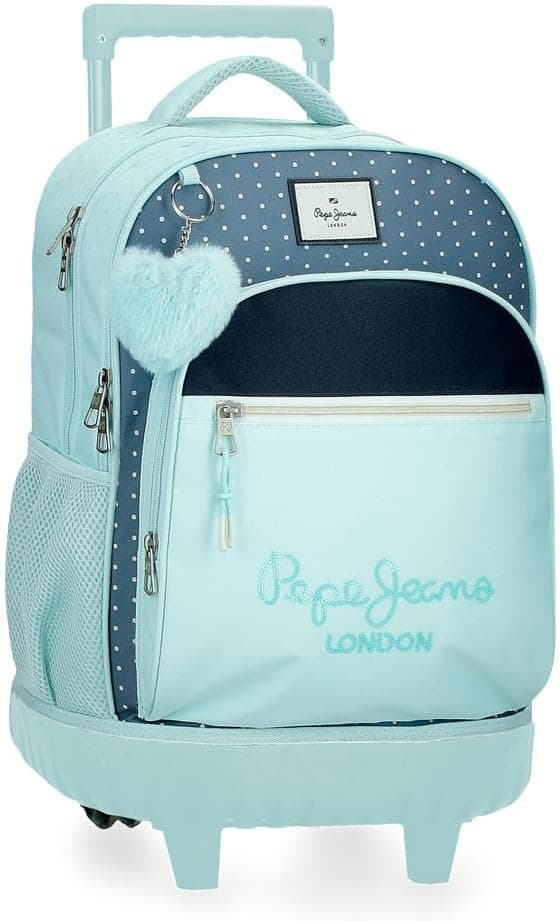 Mochila Pepe Jeans Dalma School Mochila infantil confeccionada em Poliéster, Alças largas e reguláveis ​​que se adaptam, bolso frontal. De Joumma Bags