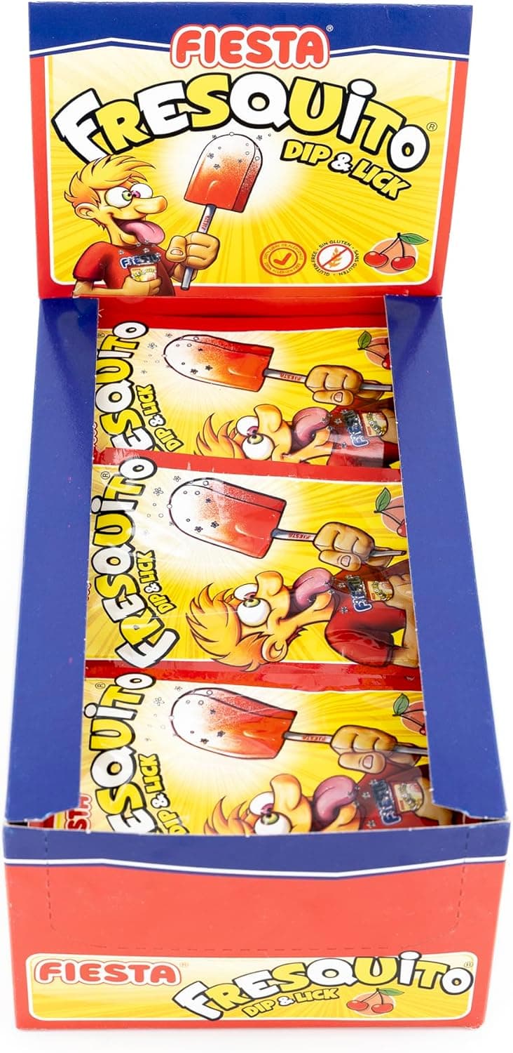 FIESTA Fresquito | Chupa-chupa de cereja com pó ácido, caixa com 40 unidades