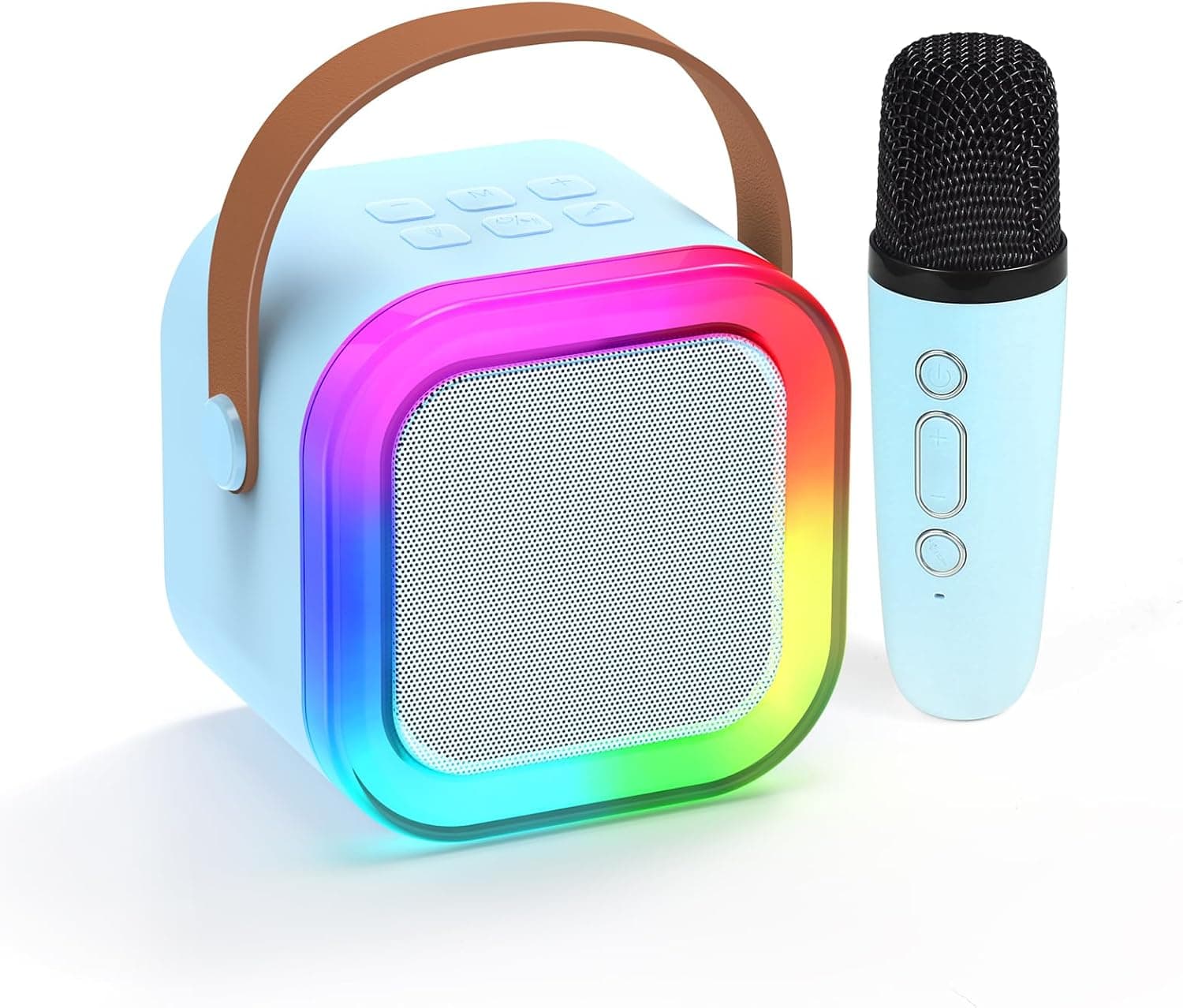 Fede Karaoke Microfone para crianças, mini karaoke infantil microfones sem fios altifalante Bluetooth portátil com efeitos de mudança de voz e luzes LED