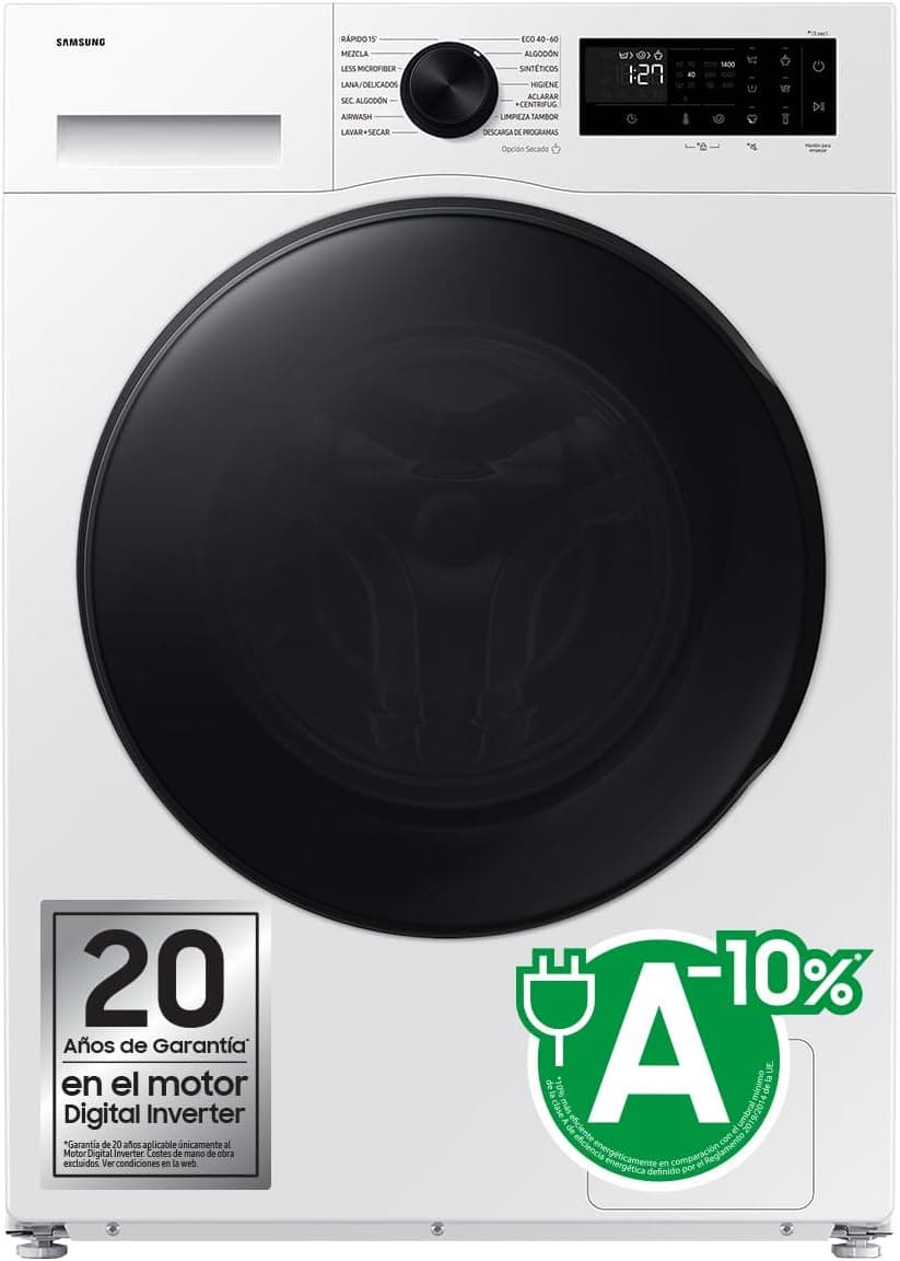 Samsung WD11DG5B15BEEC | Máquina de lavar e secar roupa 11 kg/6 kg com tecnologia AI EcoBubble e função AirWash branca