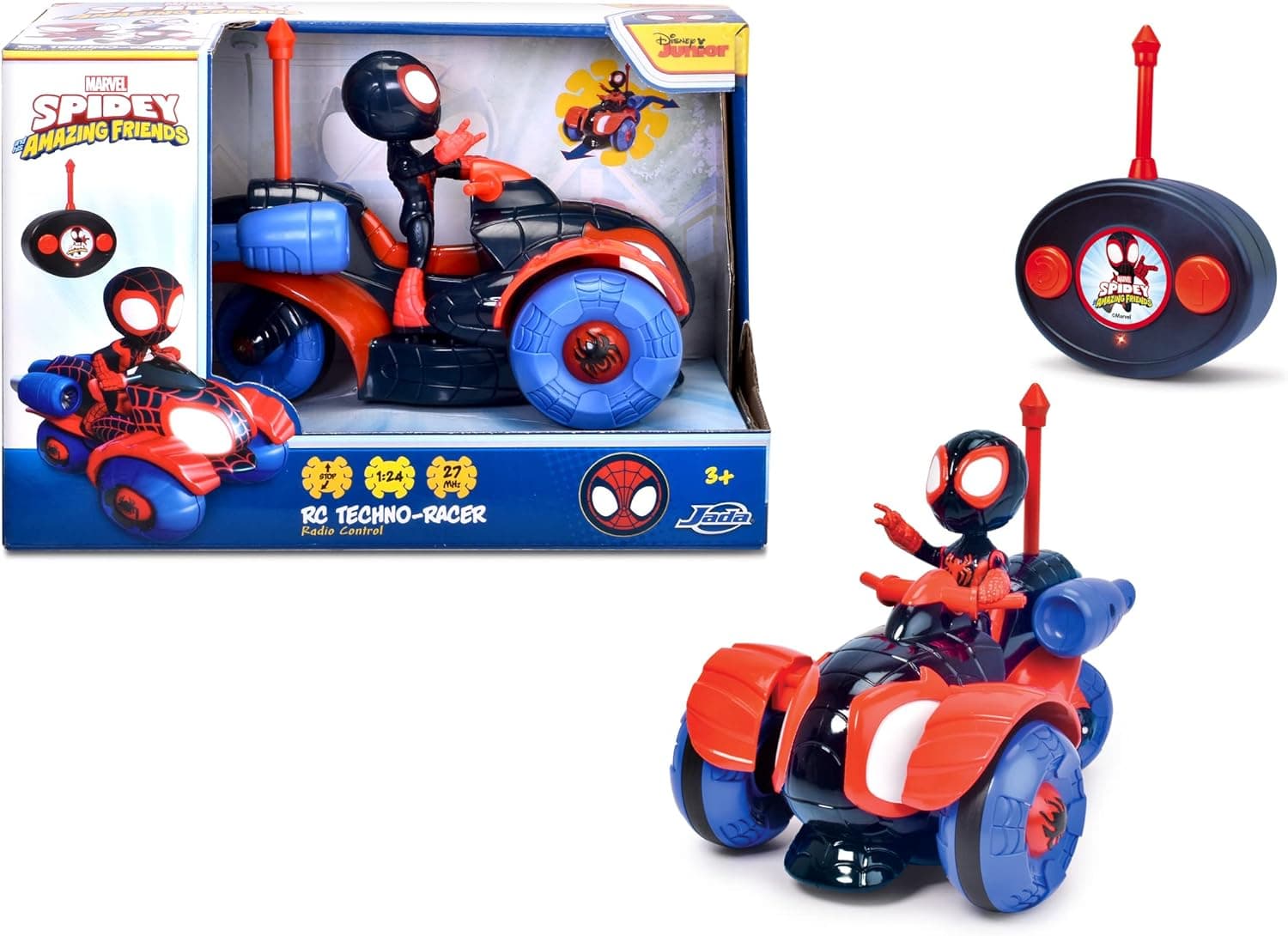 Jada - Veículo Radio Control Spidey Techno Racer com figura de milhas murais, escala 1:24 (203223001), crianças unissexo