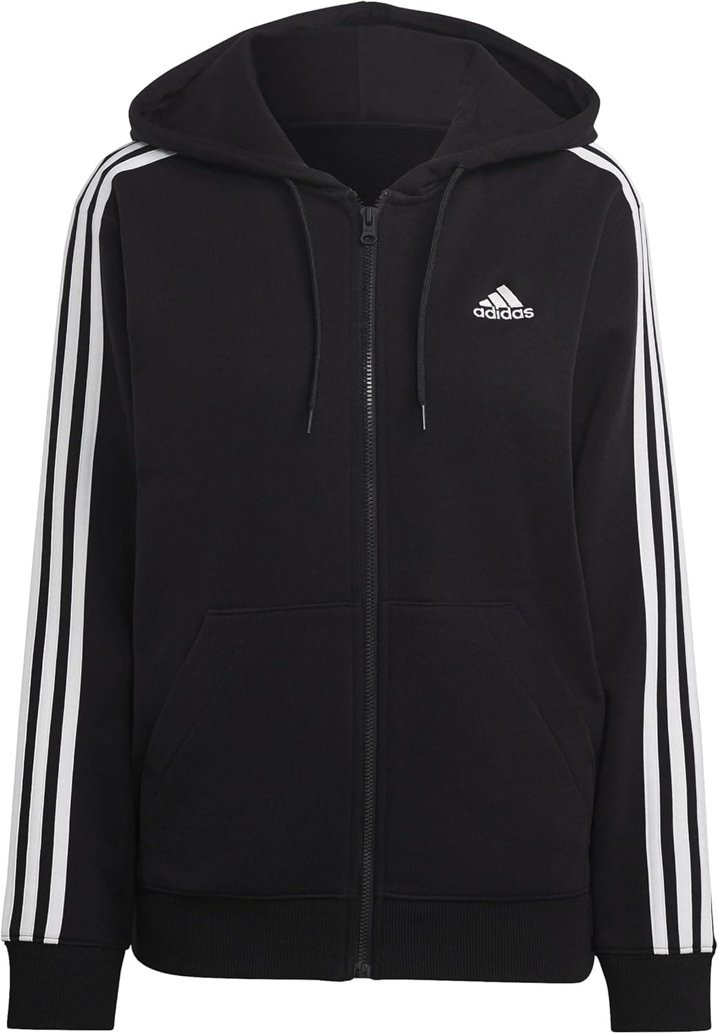 adidas Essentials 3-Stripes French Terry Regular Full-Zip Hoodie Top com capuz mulher