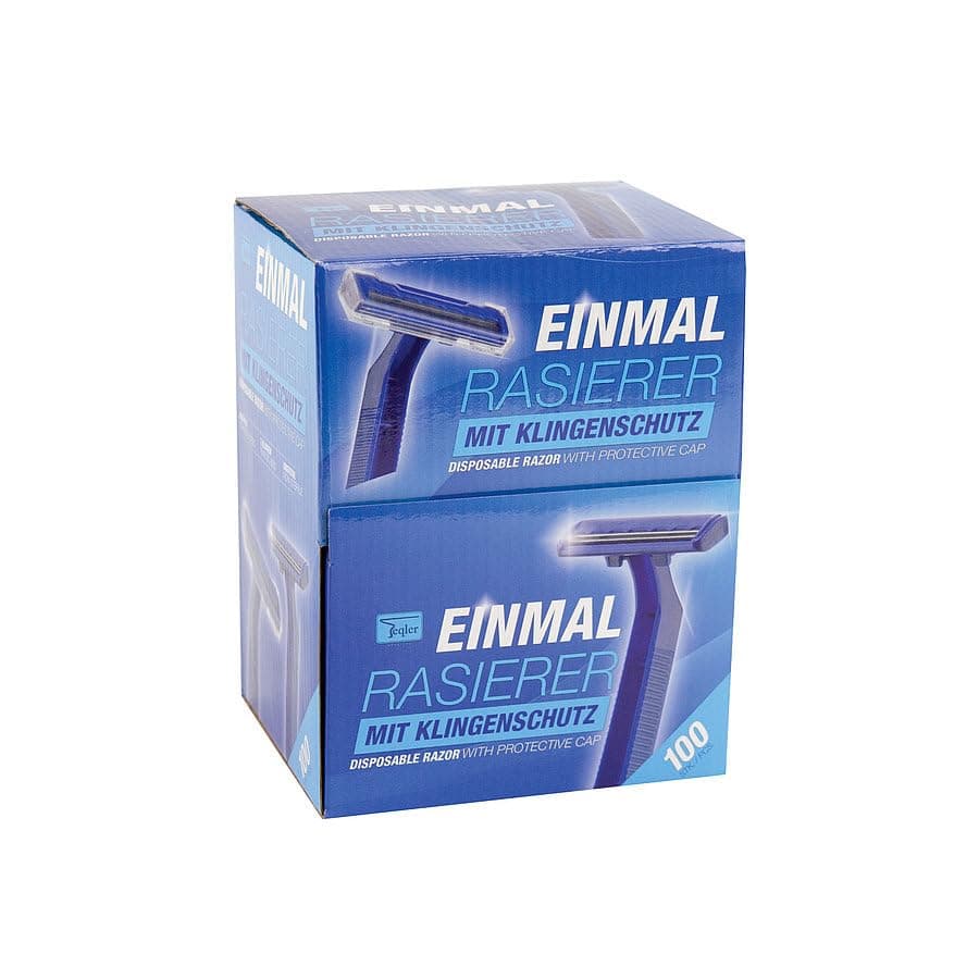 Teqler T-370650 Máquinas descartáveis para cada comprimento do cabelo, cuidam da pele ao barbear, azul (100 unidades)
