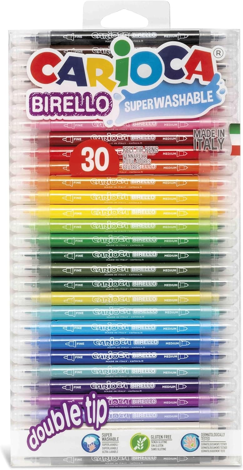 Carioca Marcadores de ponta dupla Birello - 30 unidades, multicolor