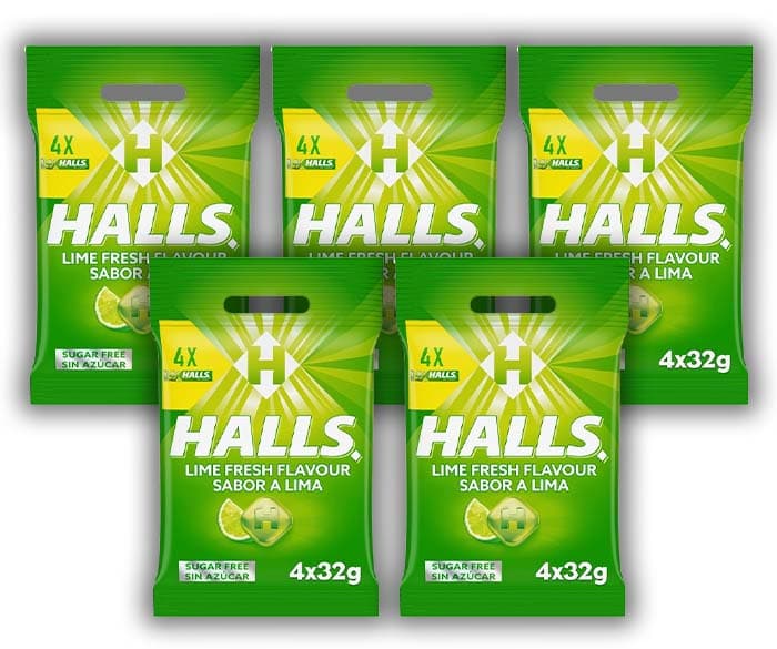 Halls Doces duros, Vita-C Lime Fresh 128 g x 5