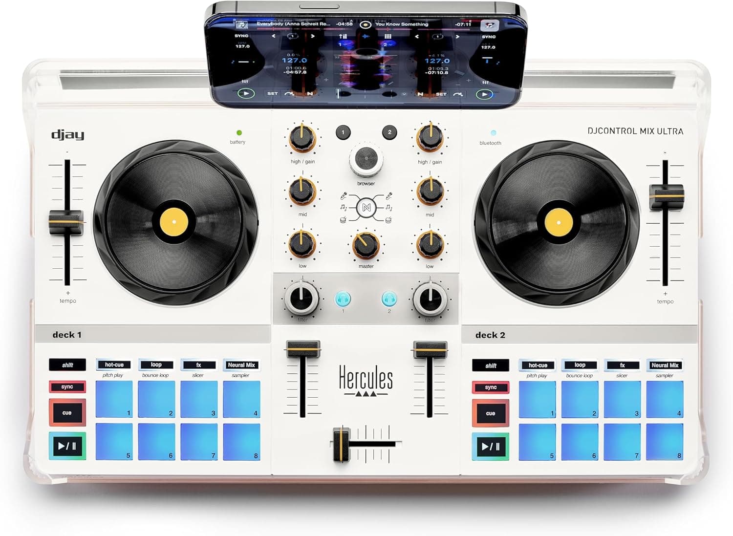 Hercules DJControl Mix Ultra – Controlador de DJ portátil para smartphones (iOS/Android)