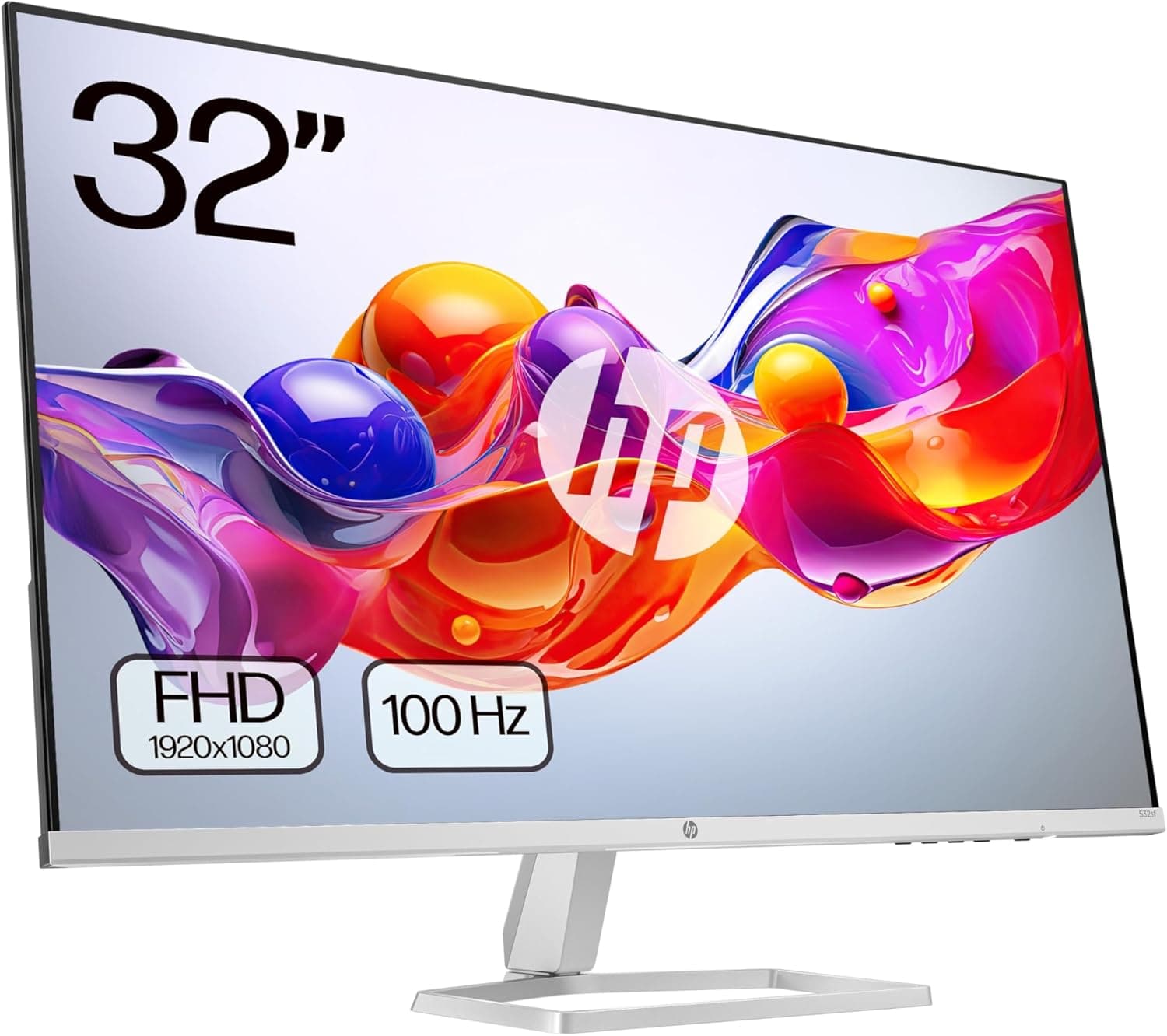 HP 532sf - Monitor FHD de 31,5" (1920x1080, VA, 100 Hz, 7 ms, 99% sRGB, 300 Nits, contraste 3000:1) preto com suporte prateado