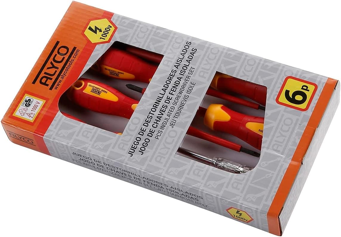Alyco Orange (HR) Conjunto de 5 chaves de fenda isoladas 1000 V testador para mecânica e eletricidade - 170446