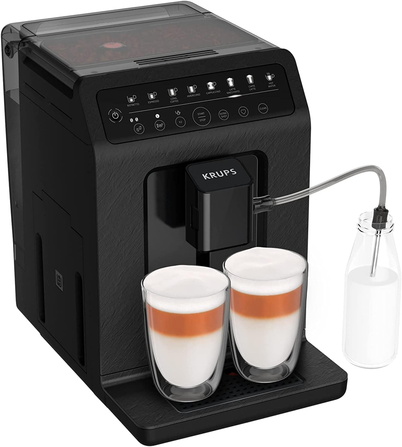 Krups Evidence Eco Design EA897B - Máquina de café superautomática, 15 bares, 8 programas de café, moagem de 5 graus, programa de limpeza, indicador cal, moedor integrado
